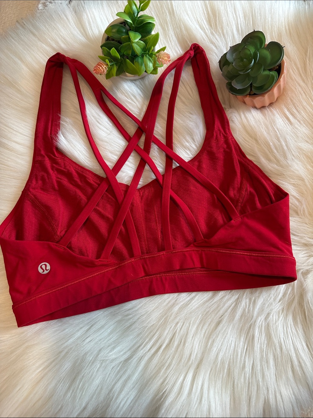 Lululemon free to be serene athletica Crimson dark Red Strappy Sports Bra